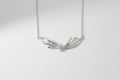 925 Sterling Silver Wing Pendant Necklace with Clear Cubic Zirconia