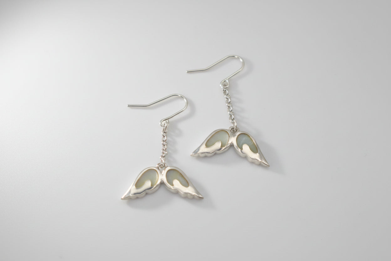 925 Sterling Silver Wing Drop Hook Earrings