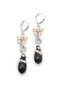925 Sterling Silver Midnight Floral Drop Earrings